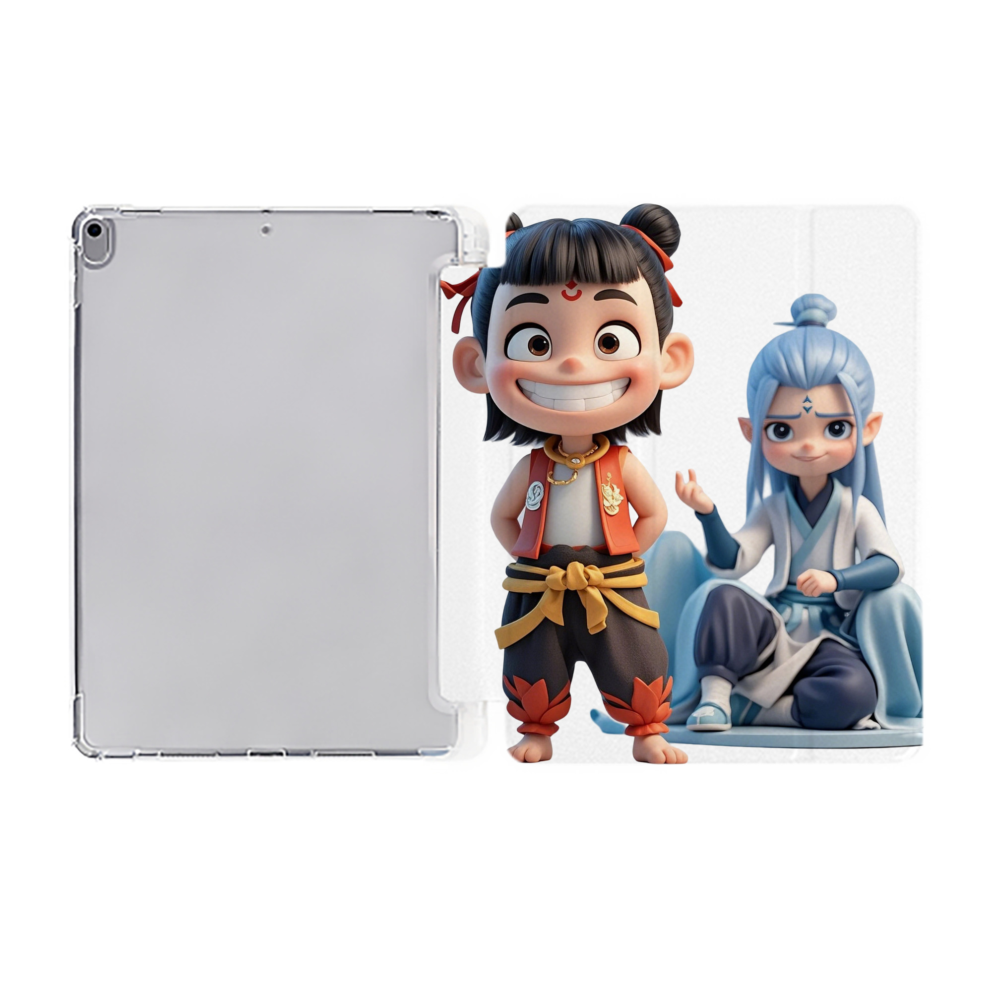 （画像用） Ne Zha 2 ナタ 魔童の大暴れ IPad ケース ペン収納付き 三つ折りスタンド PUレザー×シリコン 対応機種9.5/10.5/10.9インチ